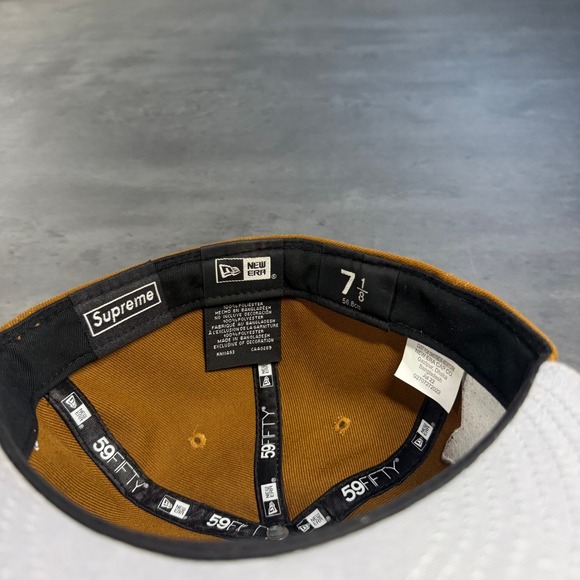 Supreme Hat New Era Cap 7 1/8 Money Box Logo Timberland Brown FW22 HipHop Rapw - Picture 9 of 11